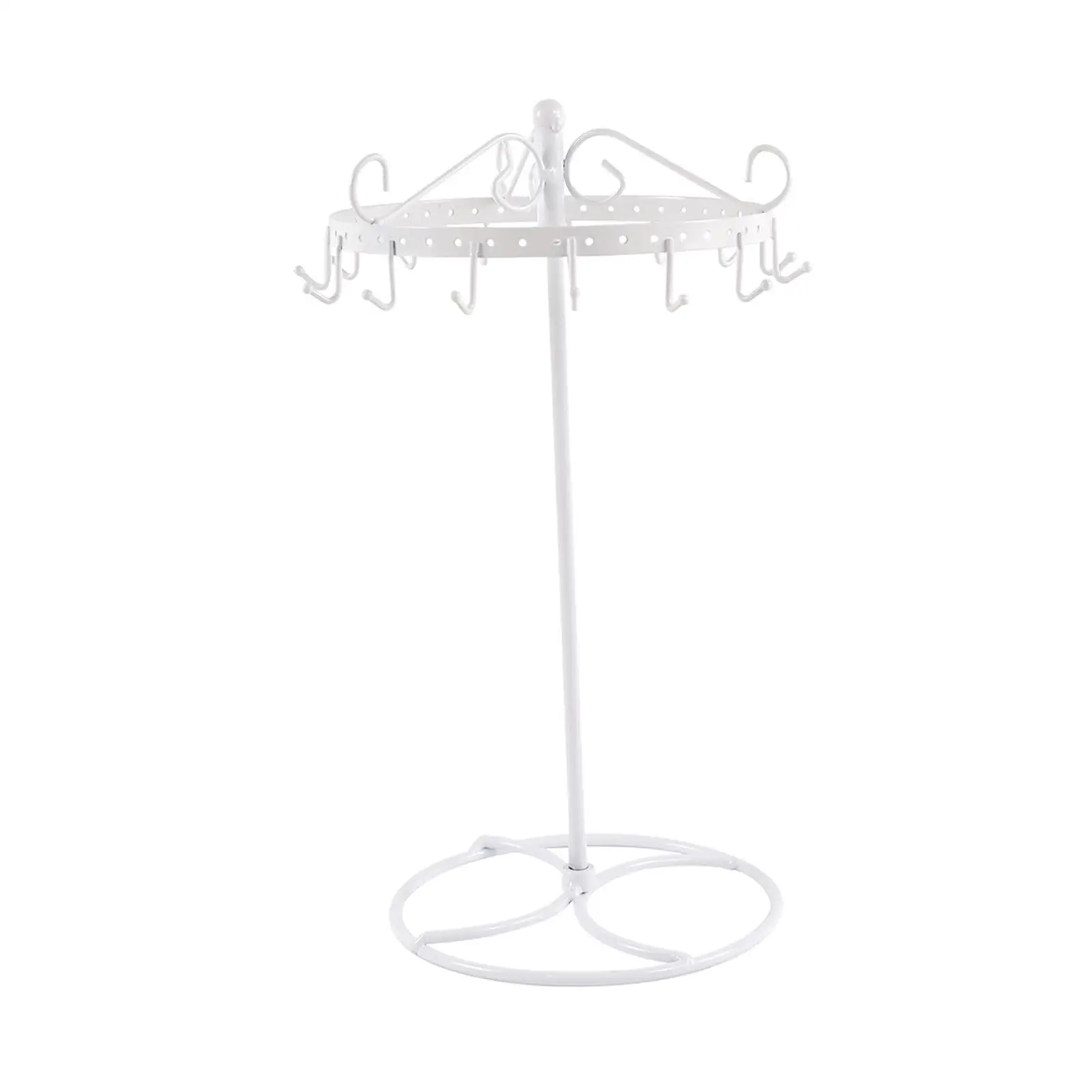 Necklace Display Stand Rotating Metal Jewelry Holder Organizer with 15 Hooks for Bracelets Keychain Storage Rack