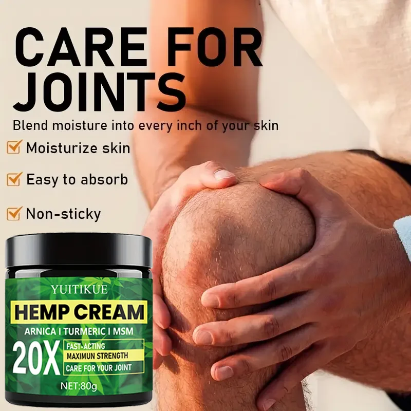 ​ ​ كريم القنب YUITIKUE 80 جرام مع الأرنيكا والكركم - 20X للعناية بالمفاصل سريعة المفعول، القوة القصوى، يرطب وغير لزج