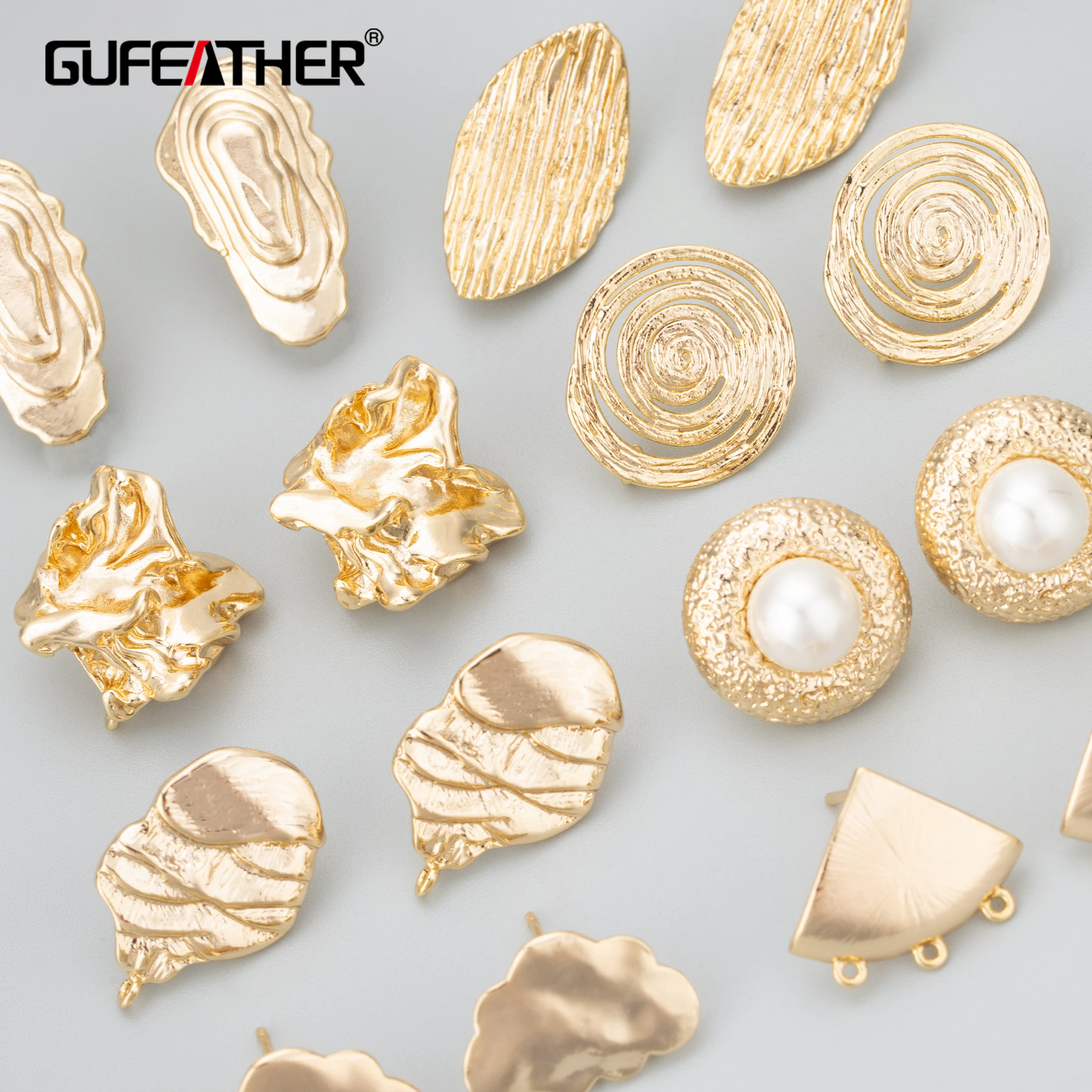 GUFEATHER, 4 sztuk/partia, MD60, akcesoria jubilerskie, bez niklu, 18-karatowe złoto rodowane, miedź, tworzenie biżuterii, zawieszki, kolczyki DIY