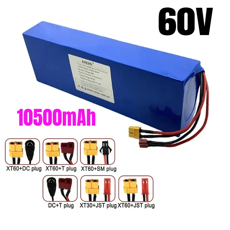 Electric bicycle 60V 16S4P 10.5Ah lithium battery pack 1000W-3000W for takeaway electric bicycle tricycle motorcycle scooter