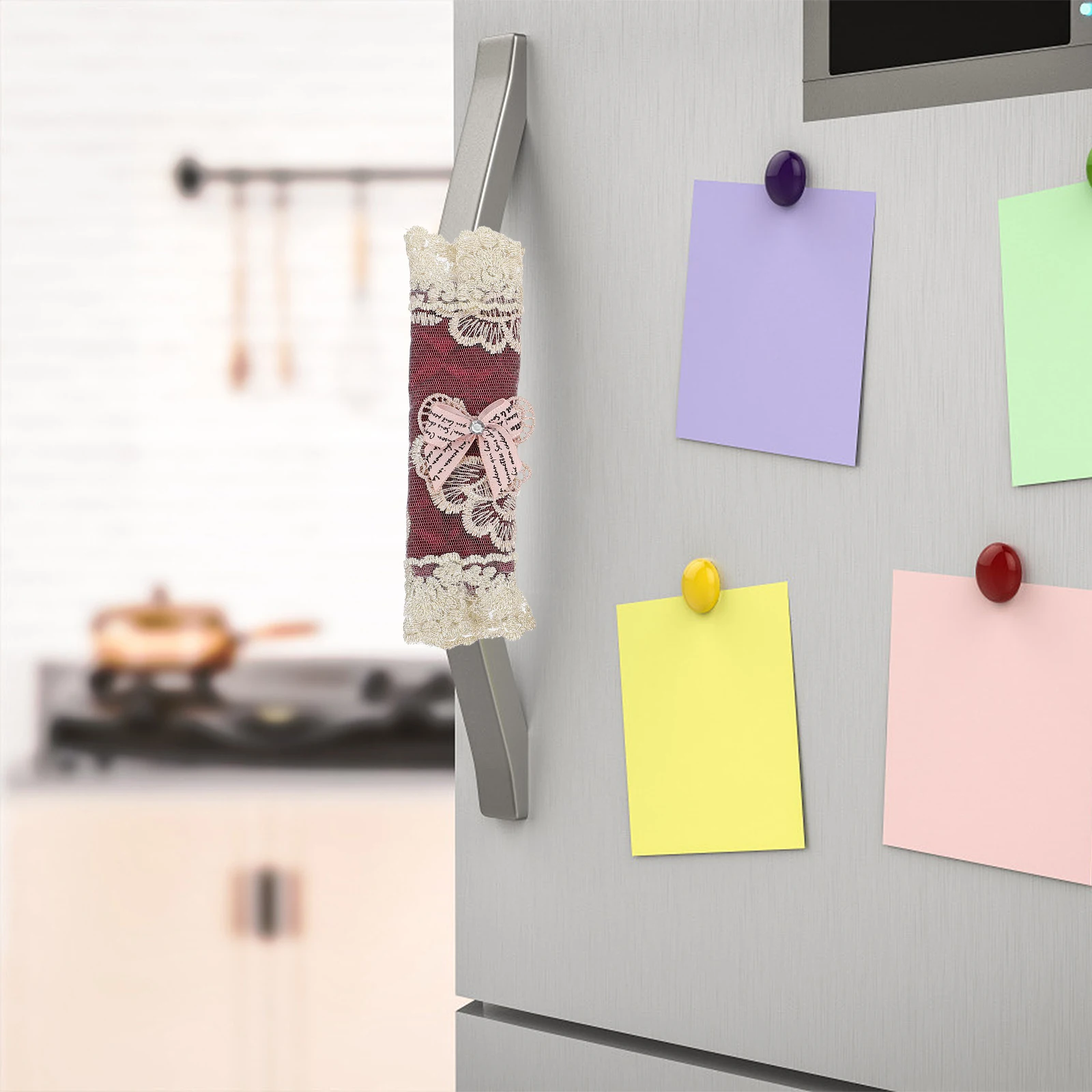 

6Pcs Dust Protective Handle Covers for Kitchen Appliances Premium Cloth Lace Protector for Fridge Microwave Oven Dishwasher