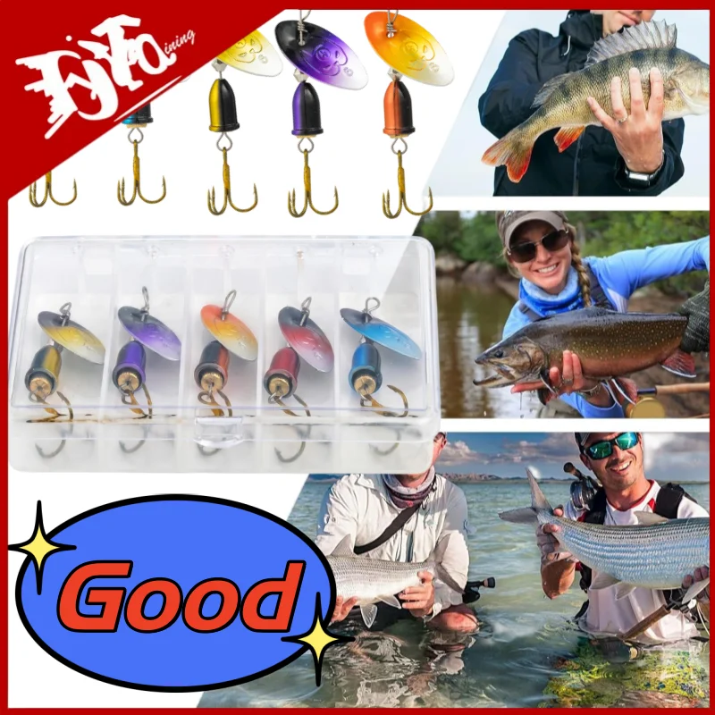 

Rotating Spinner Metal Fishing Lure Spoon Sequins HardArtificial Spoon Bait Sequins Wobbler Bait with Treble Hook Fishing Tackle