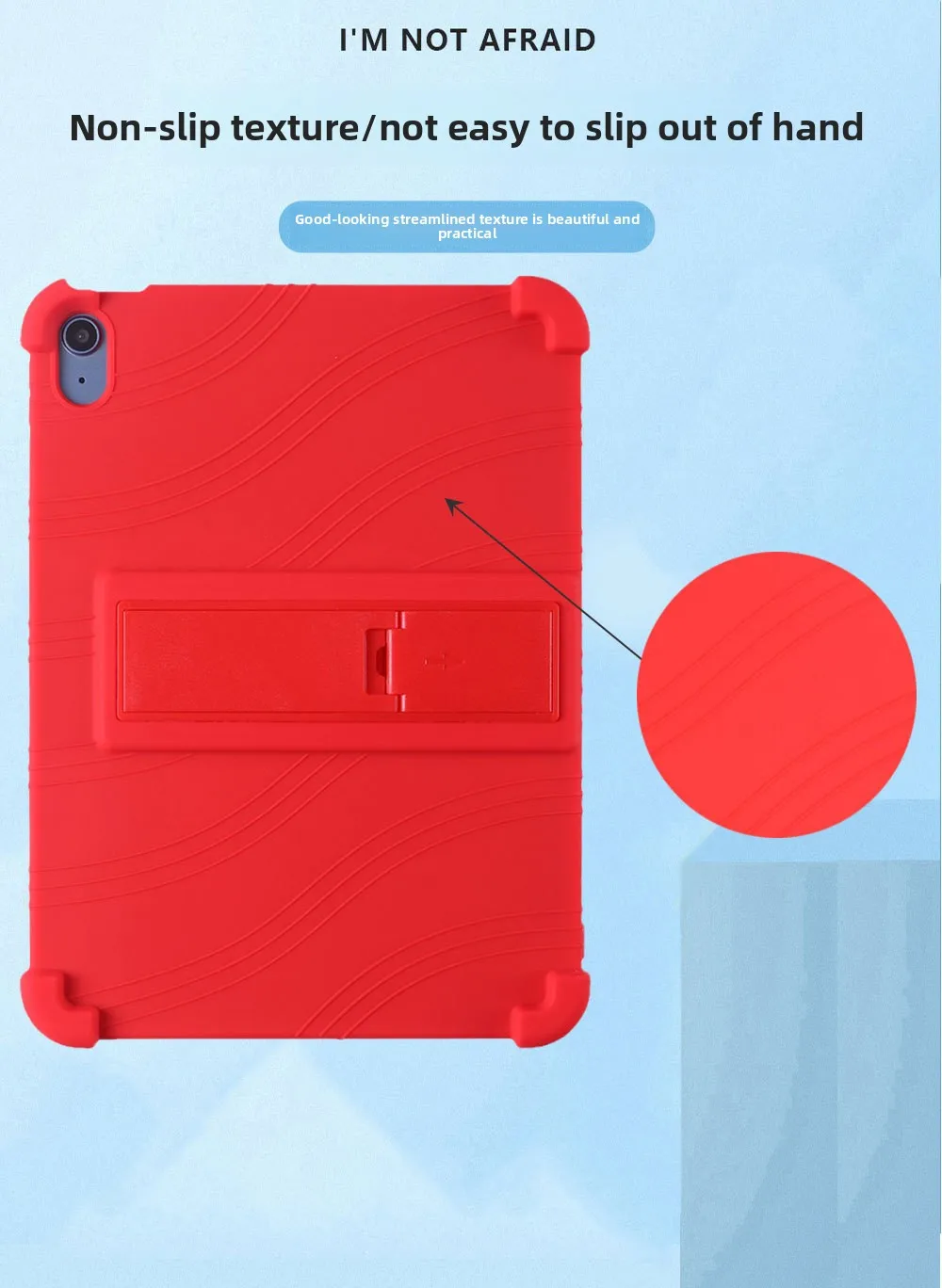 iPad 10. Generation Hülle 10,9 Zoll Silikon Stoßfeste Standhülle A2696 Kinderfreundlicher Fallschutz – Detail 2