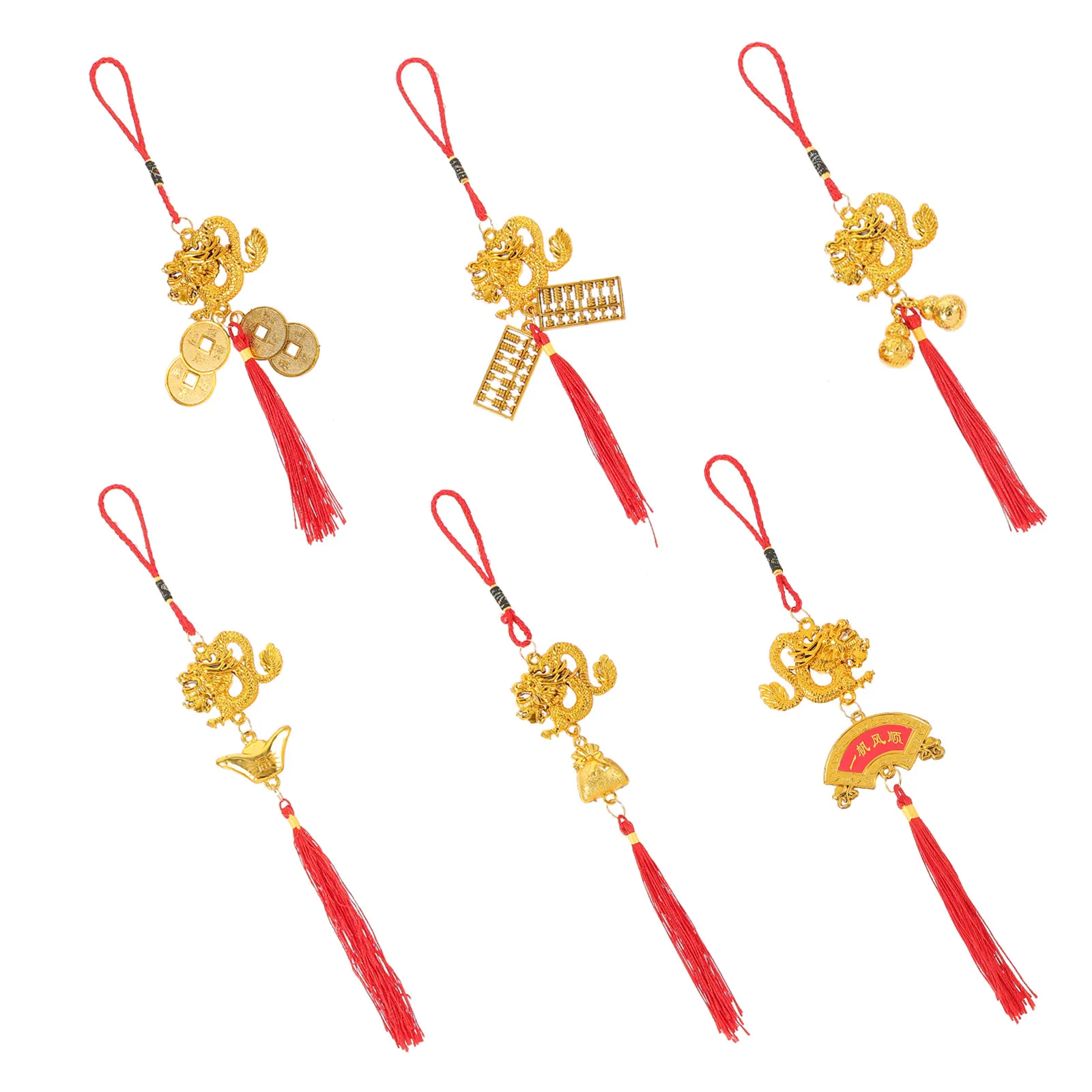 6Pcs Dragon Pendants Spring Festival Decors Bonsai Hanging Lantern Ornaments Chinese New Year 2024 Zodiac Party Decorations view 3