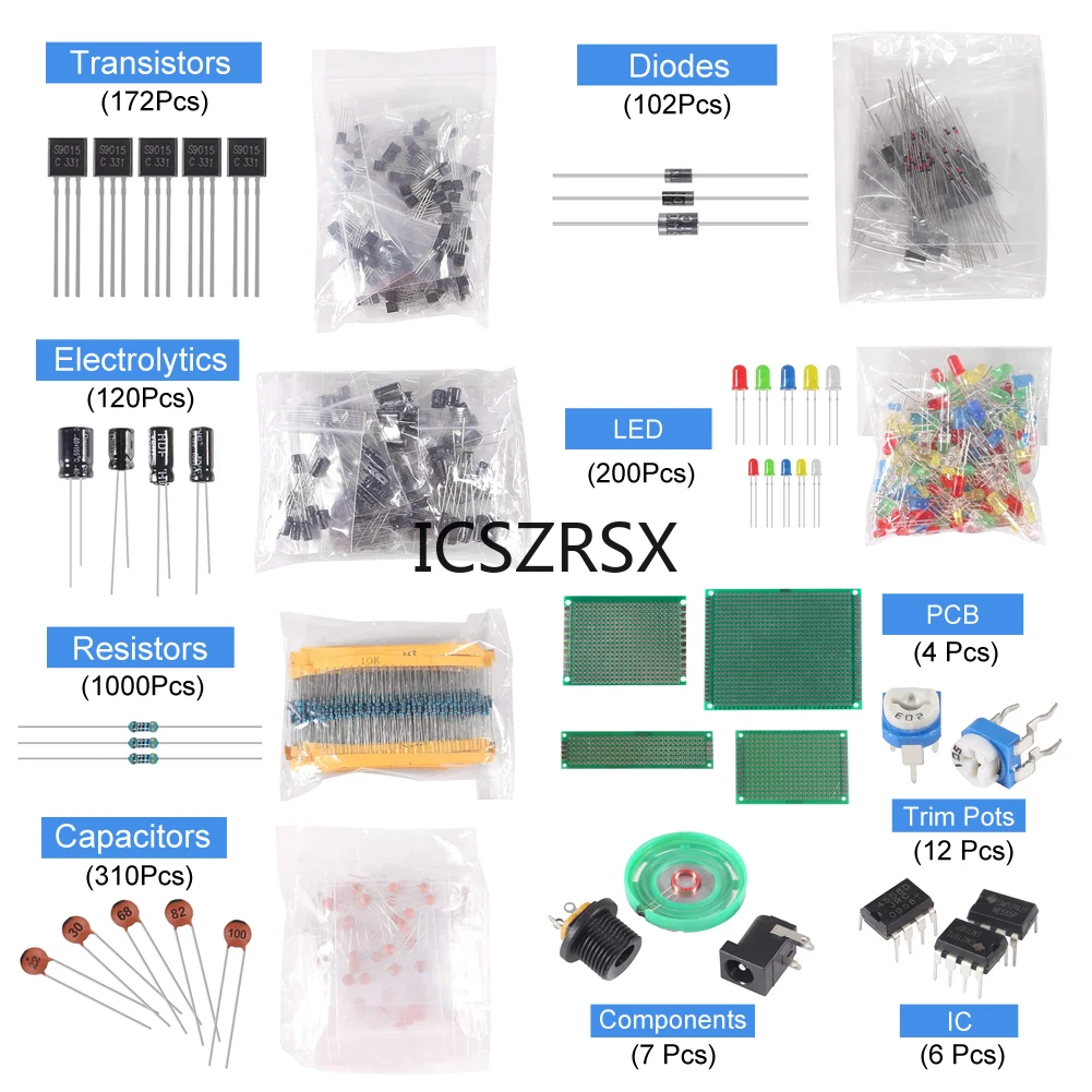 DIY Electronics Components Assortment Resistors Triode Capacitors Diodes PCB Potentiometer Resistance for Arduino UNO MEGA2560