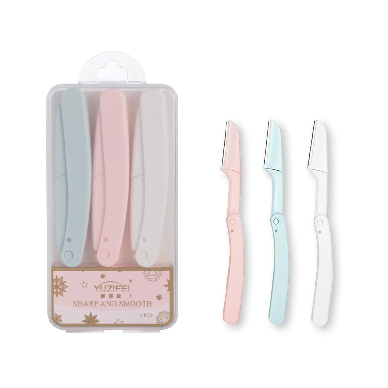 3 шт. складной портативный триммер для бровей, макияж для лица, бровей, губ, складная бритва для удаления волос, острые инструменты для макияжа из нержавеющей стали