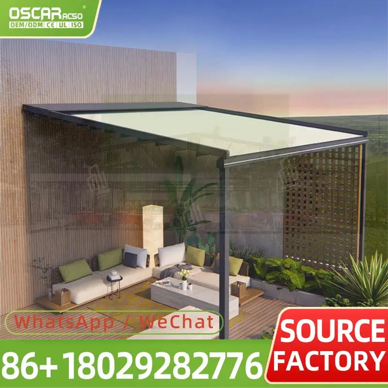 

Retractable Motorized Patio Sunshade Cover for Outdoor Dining Garden Terrace Retractable Canopy Pergola