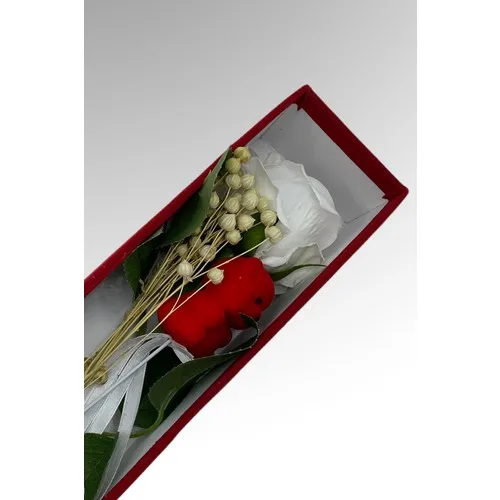 The Bouqet Velvet Windowed In The Box Artificial Rose arrangement white