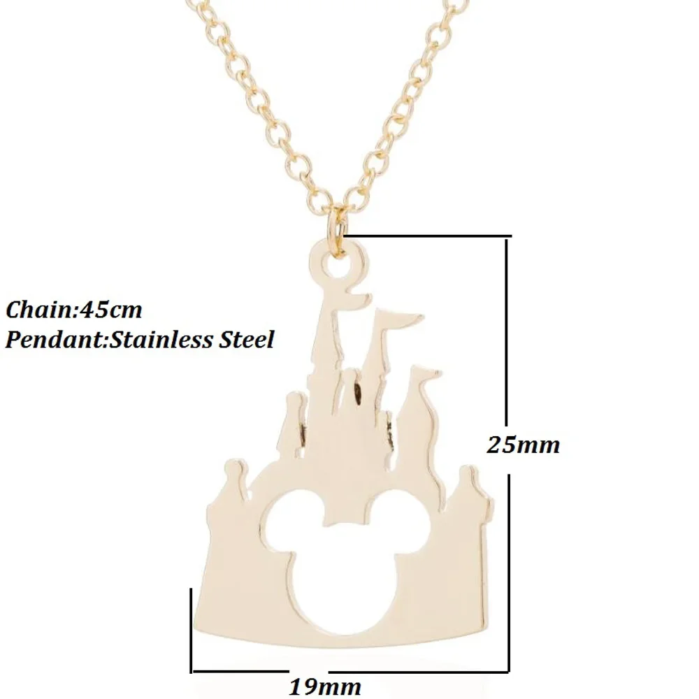 Disney Mickey Necklace Pendant Anime Castle Mickey Head Pendant Necklace Cartoon Jewelry for Women Necklaces Fashion Accessories