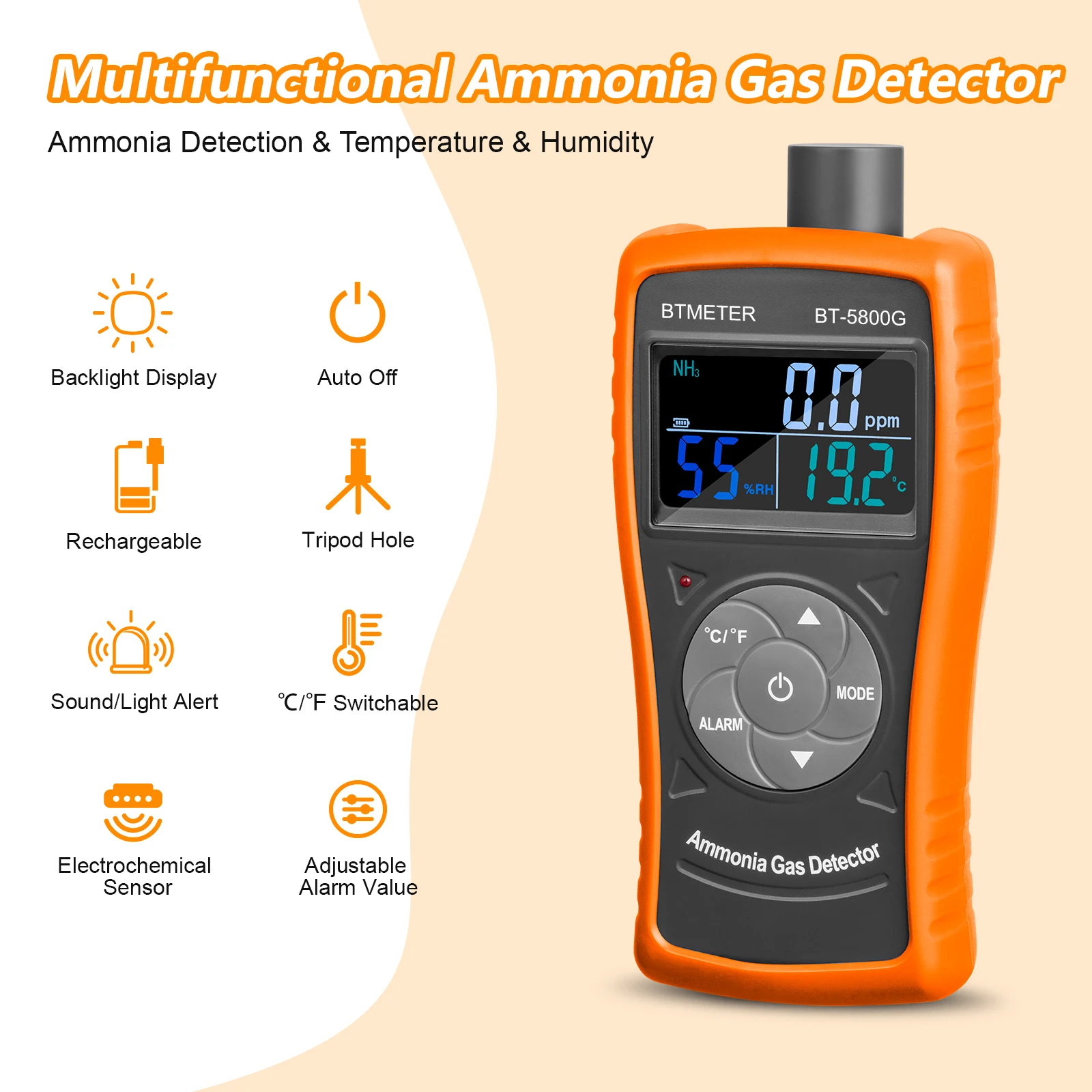 

Handheld Digital Ammonia Gas Detection Analyser, With Electrochemical Sensor, Industrial Environmental Particle Test Analyser