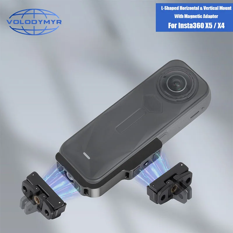 

VOLODYMYR Quick Release Magnetic Bracket Aluminum Alloy L-Shaped Horizontal Vertical Adapter Sturdy for Insta360 X5/X4