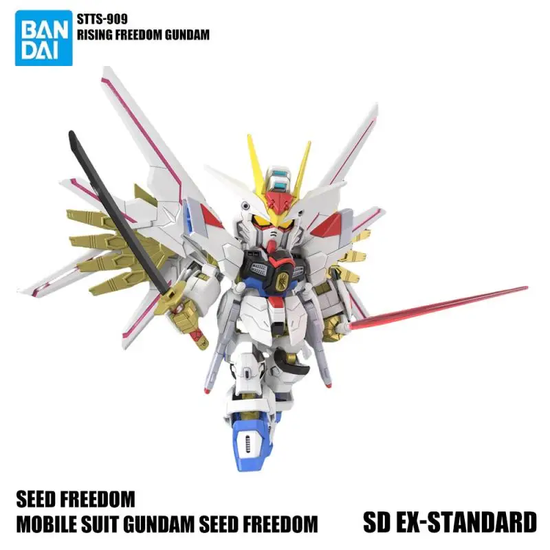 New Classic Bandai Anime Gundam Set Seed Freedom Series SD Mighty Strike Rising Gundam Action Doll Model Set Toy Children's Gift