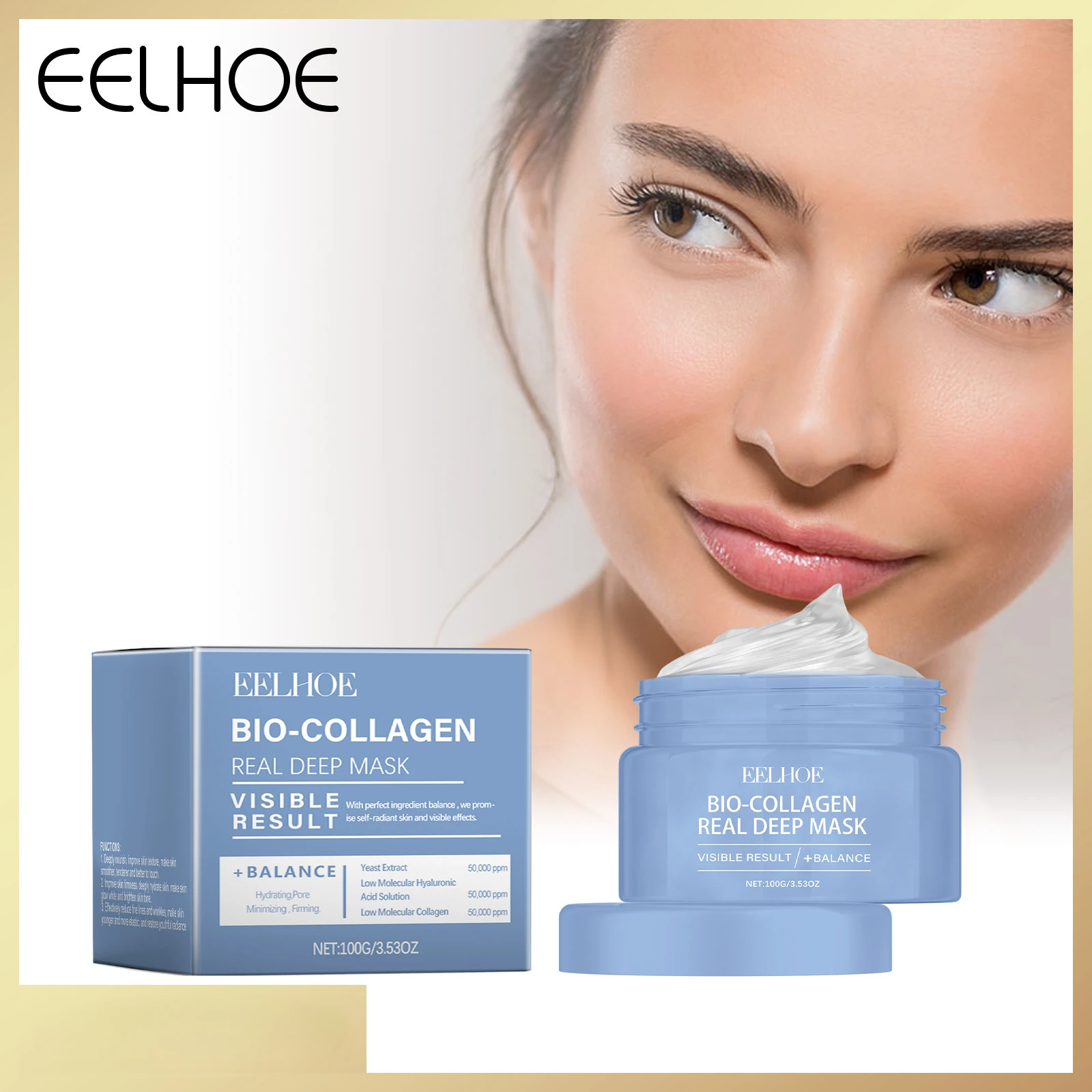 EELHOE Collagen Peel Tear Mask Wybielająca i odmładzająca maska do twarzy z peptydami kolagenowymi, redukująca drobne linie i zmarszczki