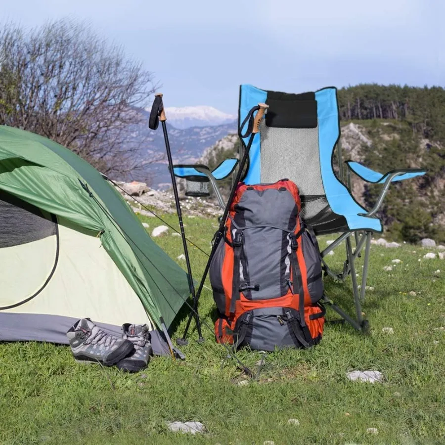 كرسي شبكي محمول قابل للطي للتخييم مع مسند للقدمين قابل للإزالة للمغامرات الخارجية والشاطئ والنزهات والمشي لمسافات طويلة أ #2