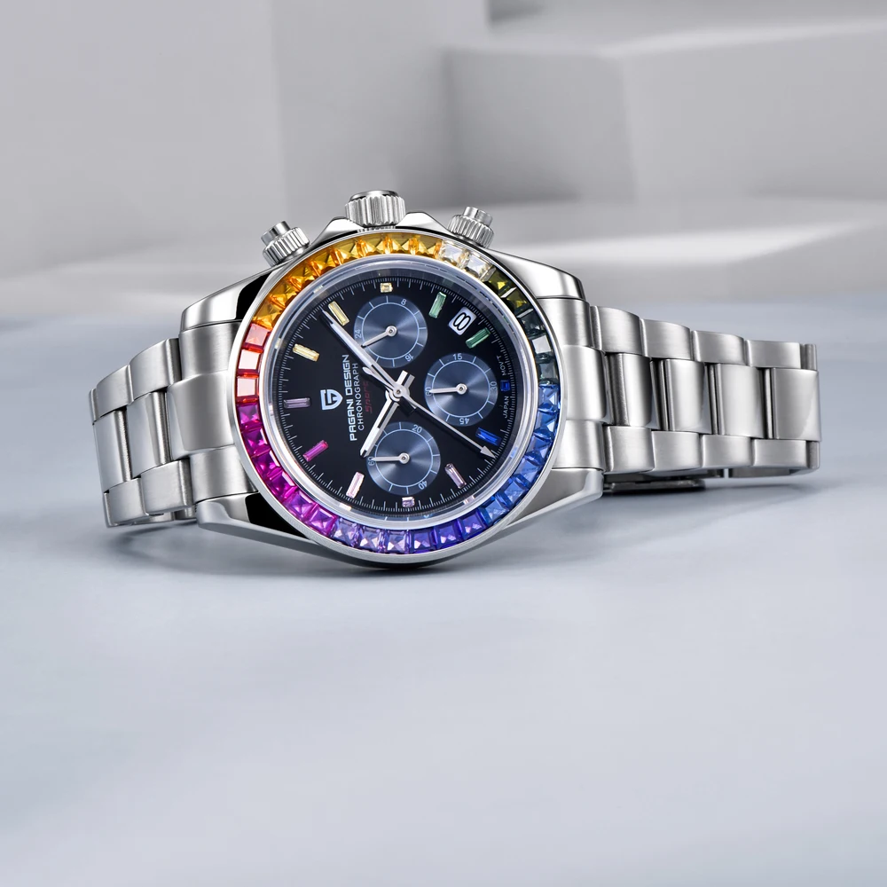 2026 PAGANI DESIGN New Colored diamonds Men's Watches top brand Luxury Quartz Wrist Watch Men Watch Men Chronograph Japan VK63