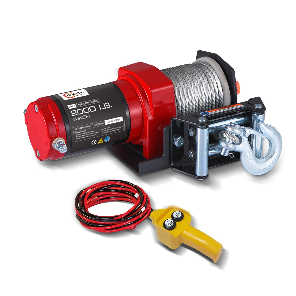 RUGCEL WINCH 2000lb. ATV/UTV Electric Winch,with Roller Fairlead, Mount Plate