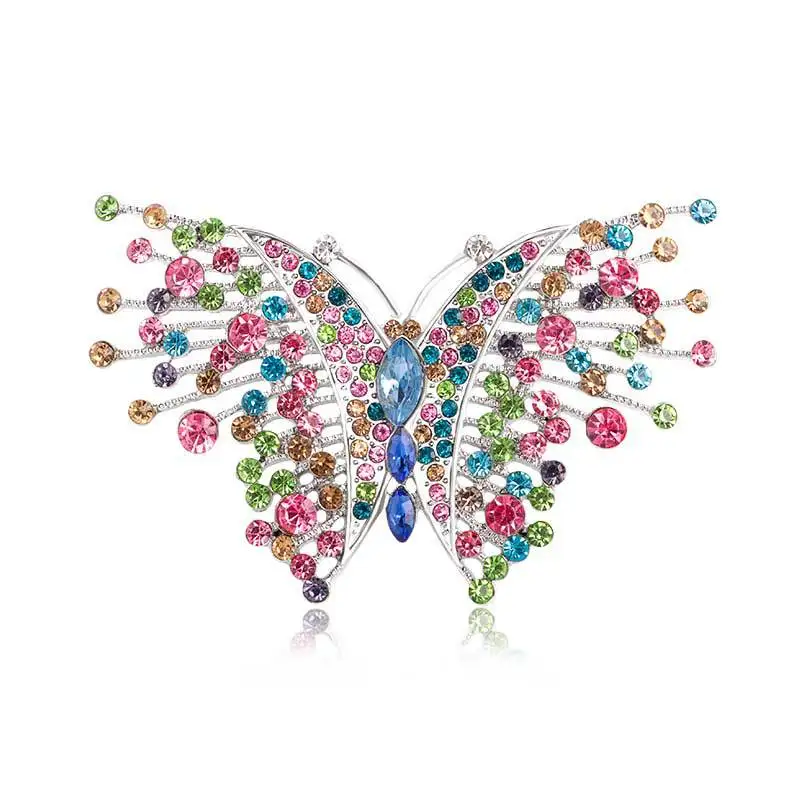 Colorful Rhinestone Brooches For Women Fashion Hollow Out Insect Butterfly Badge Pin Clothing Accessories Female Jewelry Gift