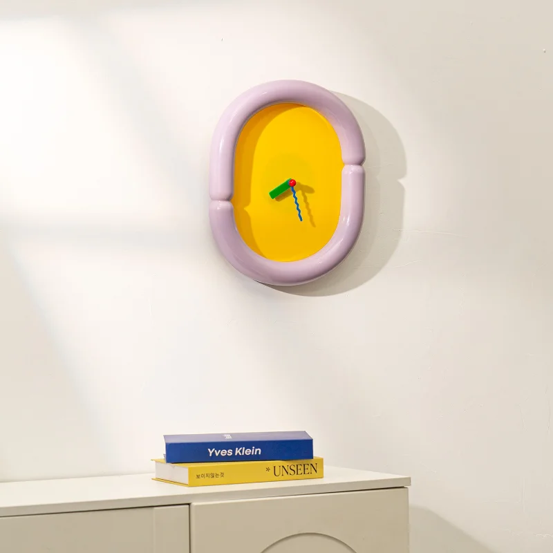 Nordic Oval Wall Clocks Dopamine Home Wall Decorative Clocks Simple Creative Silent Clock Living Room Furniture Decoration