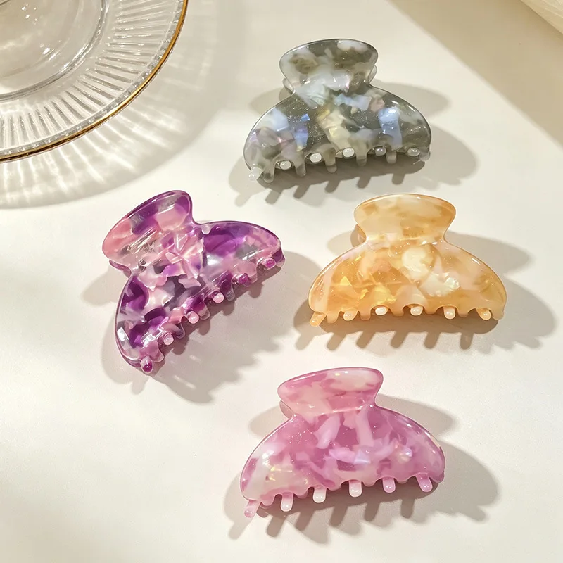 Medium 6.6cm Fashion Design Marbling Hair Clip Simple Acetate Shark Clip Hair Accessories for Women And Girls