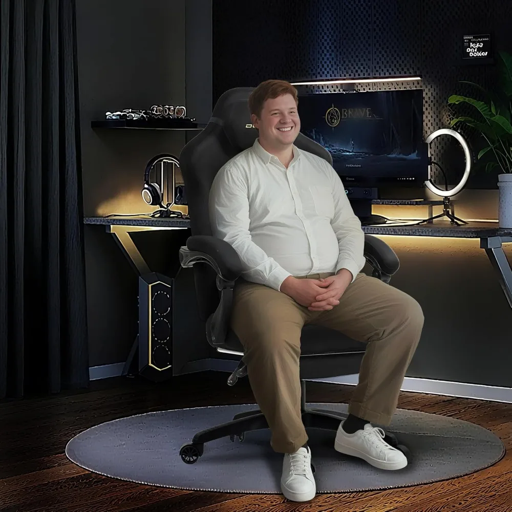 كرسي ألعاب Dowinx كبير وطويل، كرسي ألعاب من قماش الجلد السويدي مع وسادة زنبركية للجيب، كرسي ألعاب عالي الظهر مريح مع قدم