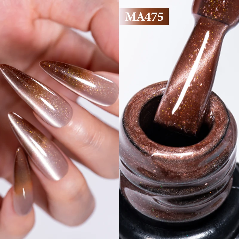 MEET ACROSS 7ml Thermal Moonlight Cat Magnetic Gel Nail Polish Soak Off UV/LED Long Lasting Glitter Gel Varnish Nail Art Design