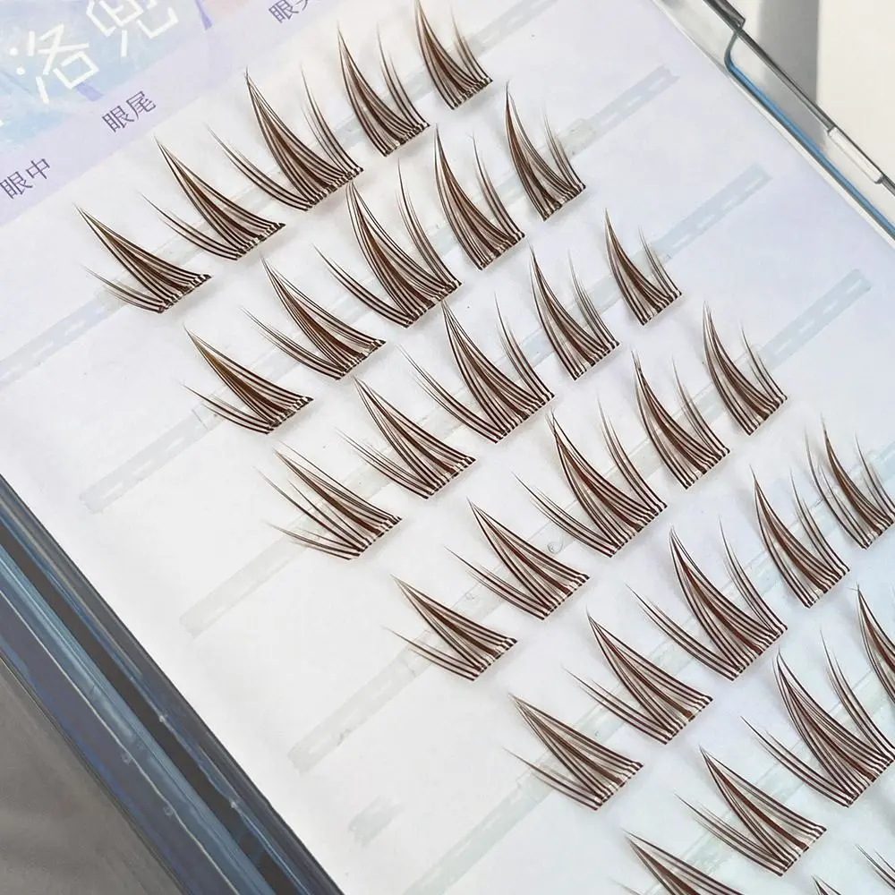 40 Uds. Pestañas individuales marrón caramelo, banda transparente realista Natural, pestañas postizas DIY para mujeres