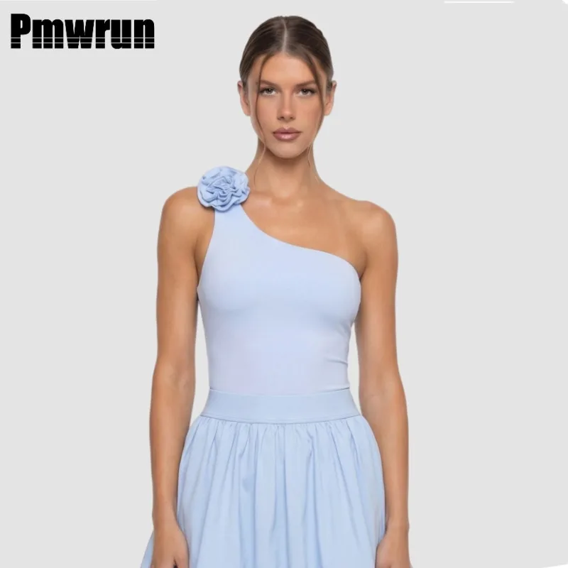 

Женский комплект для йоги PMWRUN из 3 предметов: топ на одно плечо с цветочным декором, юбка с высокой талией, мягкий эластичный материал для спортзала, йоги, пилатеса и повседневной носки