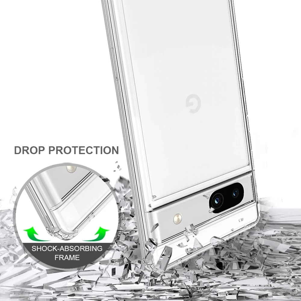 New For Google Pixel 9 8 7 6 9 Pro XL 8A 7A 6A Hybrid Shockproof Cover With Acrylic Crystal Clear Hard Back Shell