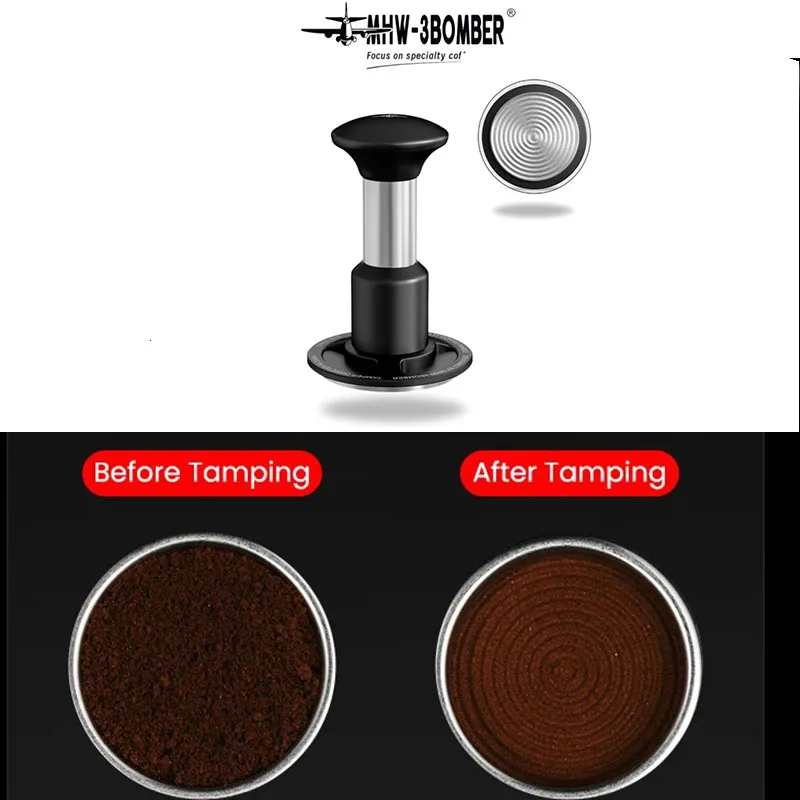 

Новинка 2025 года MHW-3BOMBER Knight Impact, точный темпер для кофе, постоянный с пружиной давления 30 фунтов, темпер для бариста, инструмент для эспрессо