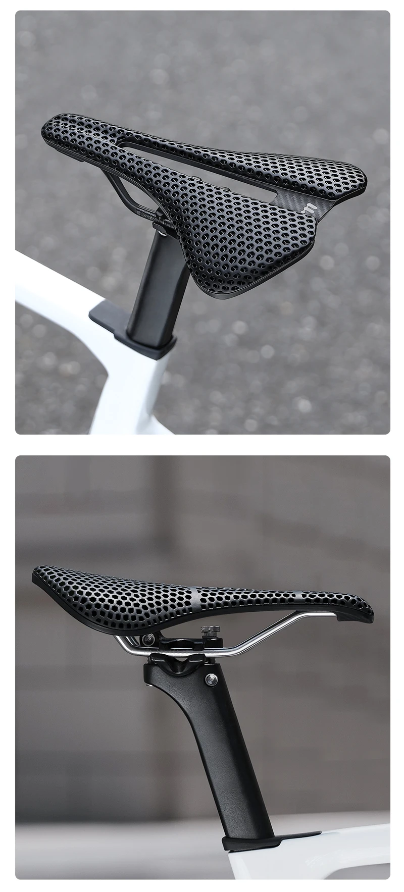 WEST BIKING 3D-Gedruckter Fahrradsattel T700 Carbonfaser Titan-Legierung Cr-Mo Sitzbügel Komfort-Polster für Rennräder 145/150mm – Detail 14