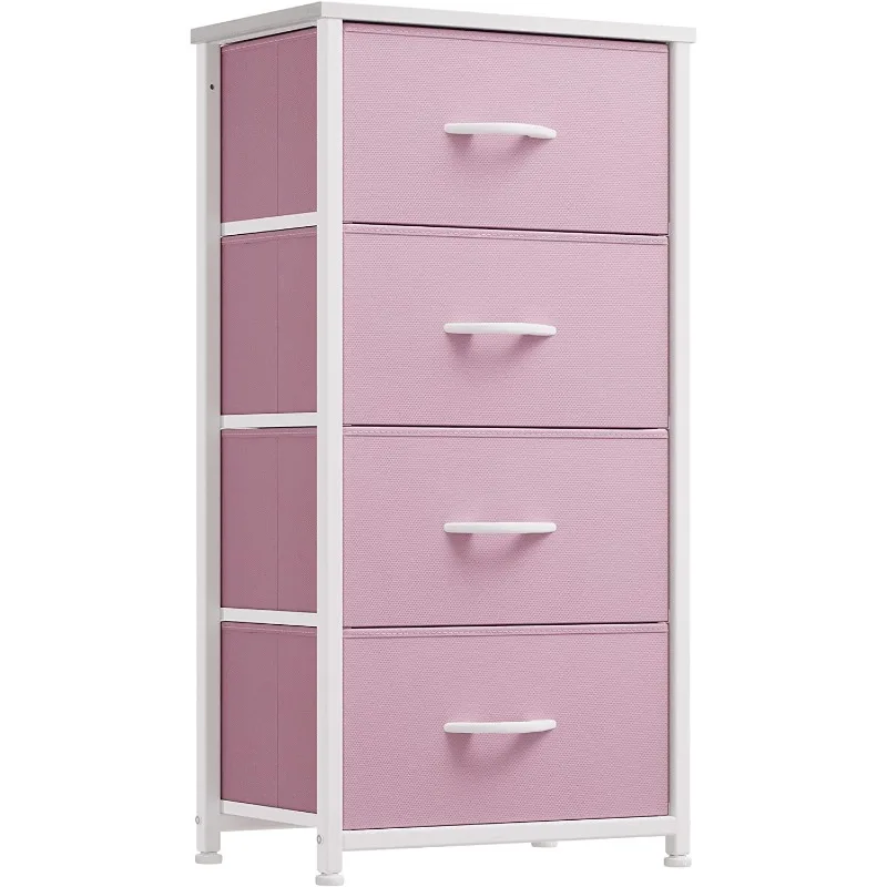 

Dresser with 4 Drawers Fabric Dresser for Bedroom,Closets & Nursery - Sturdy Steel Frame, Wooden Top & Easy Pull Fabric Bins