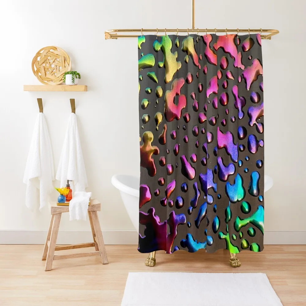 

Oil Slick Raindrops Shower Curtain Window Luxury Bathroom Shower Curtain