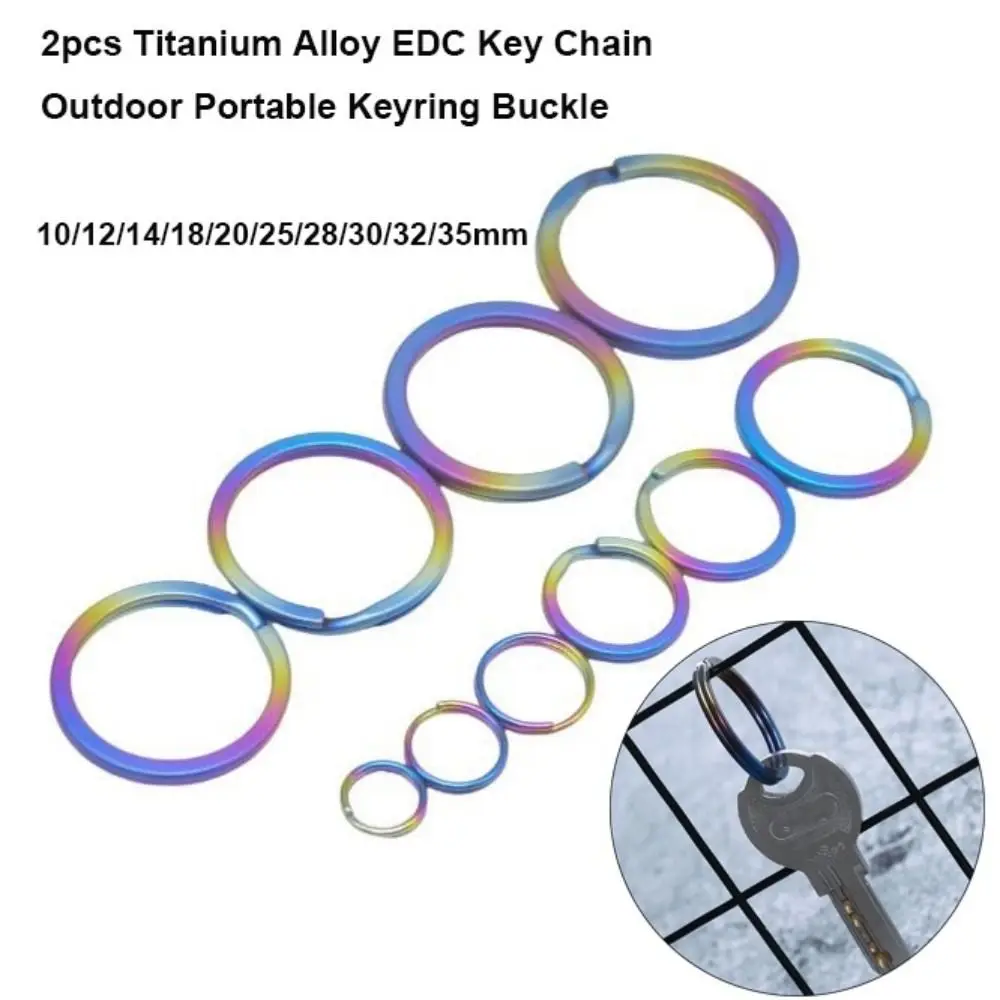 2pcs 10/12/14/18/20/25/28/30/32/35mm Titanium Alloy EDC Key Chain Portable Multisizes Outdoor Keyring Buckle Key Holder