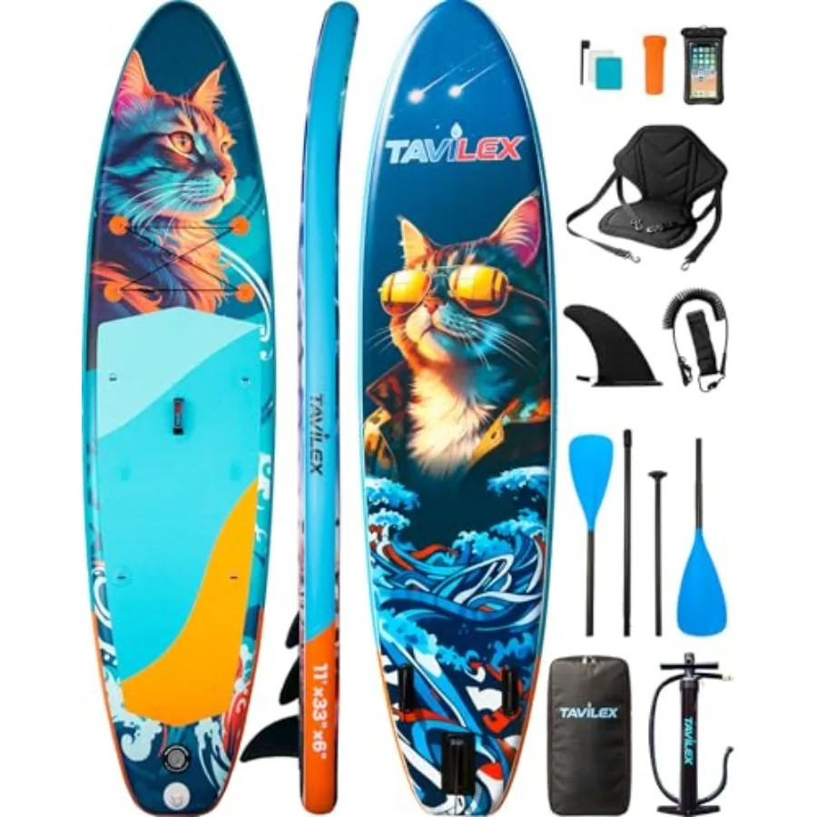 Inflatable Stand Up Paddle Board with Seat for lakes and calm water PVC material blue-gray color ultra-wide 11' x 33 x 6 stable