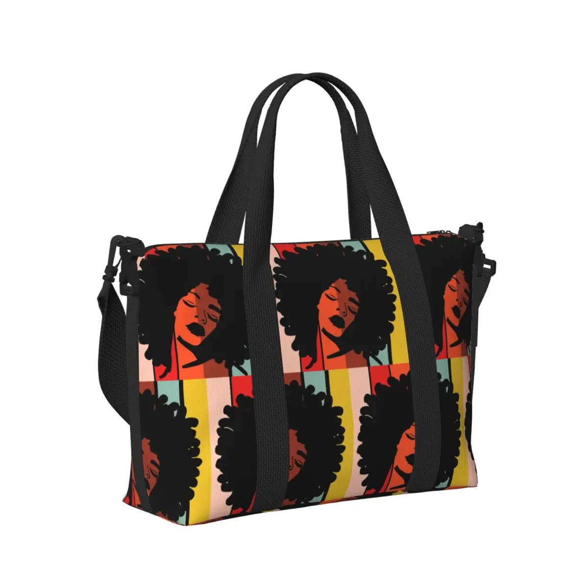 

African American Women Afro Girl Beach Travel Bag Large Capacity Tote Bags for Gym Yoga Women Shopping Duffle Shoulder Bag