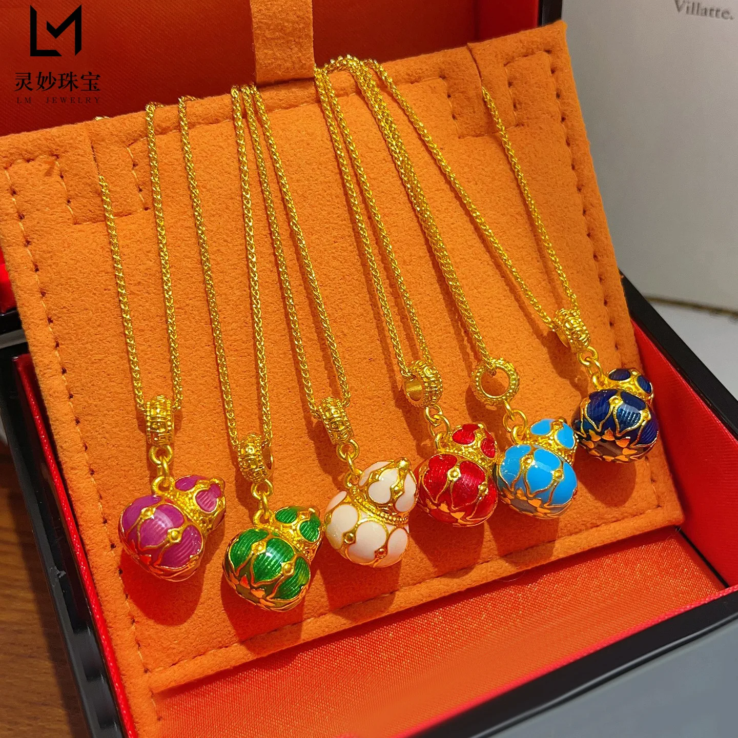 

Красочное ожерелье из тыквы, женское золото 24 карата AU999, ретро-колье из разноцветной тыквы, модный китайский шарм для элегантных нарядов