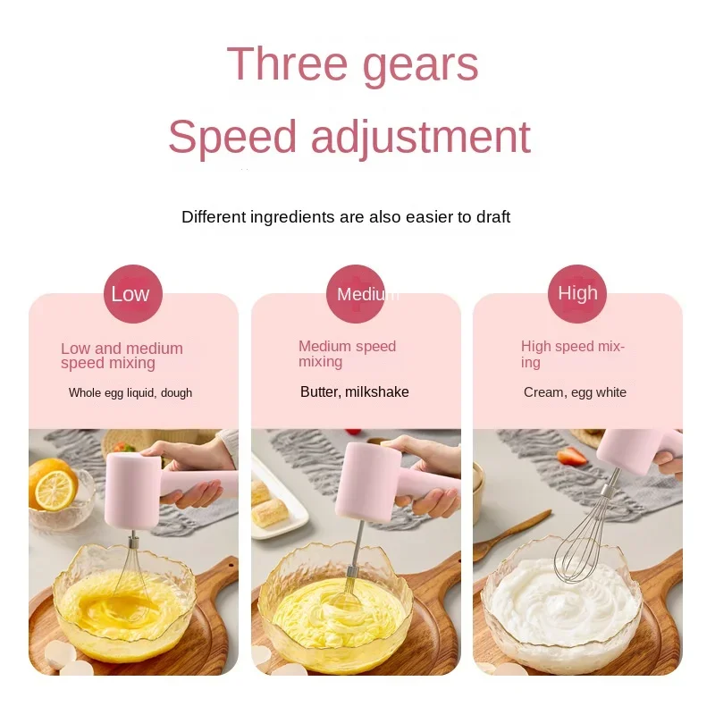 Portable Electric Food Mixer Hand Blender Automatic Egg Beater Cream Milk Foamer Coffee Maker Foam Blender Cake Baking 3 Gear