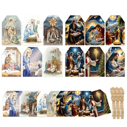 Merry Christmas Paper Gift Tags , Craft Card String, Candy Bag Box, Hang Label, Christmas Theme Jesus Tag Pendant, 60pcs
