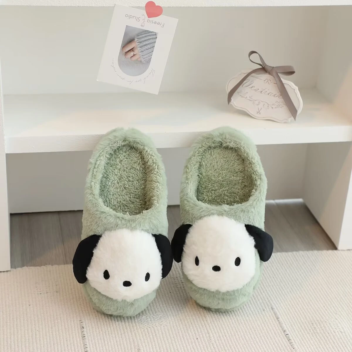 Lovely Pochacco Kuromi Indoor Cotton Shoes My Melody Cinnamoroll Warm Slippers Cartoon Japanese Style Slippers Flat Non-slip