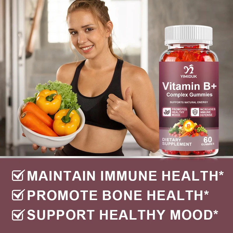 Vitamin B Complex Gummies Support Energy Metabolism Nervous System Blood Cell Immune Health Overall Health Beauty Health