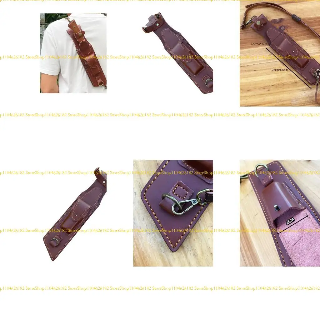 Q2Q4 Portable PU Leather Sheath Cover For Fixed Blade Cutter With Crossbody Strap