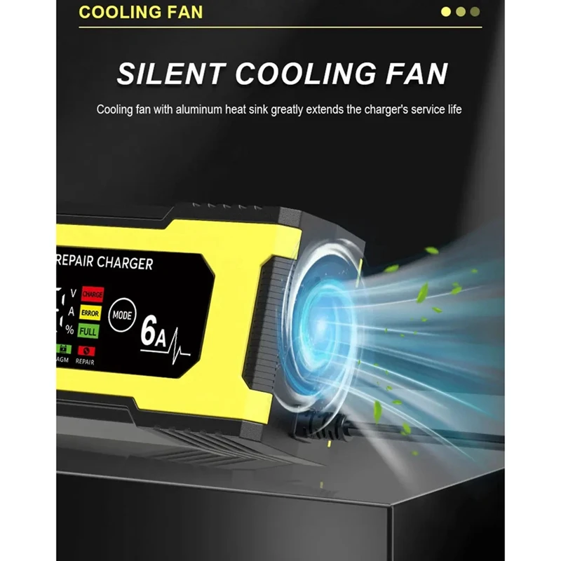 12v 6a carregador de reparo inteligente reparação de pulso display led carga rápida inteligente carregador de chumbo-ácido para carro auto motocicleta