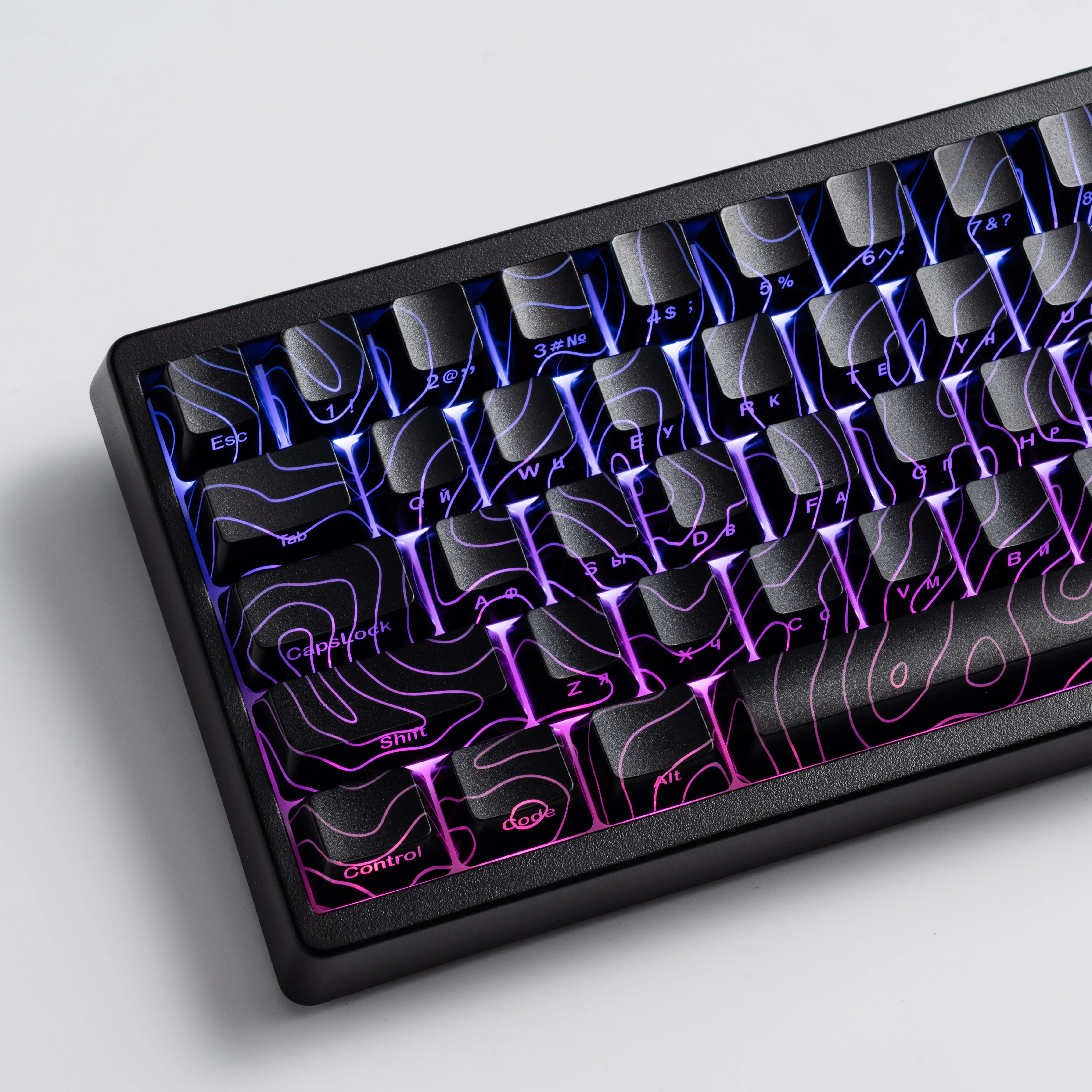 XVX Russian Keycaps Topographic Pattern Shine-Through OEM Profile IMD-Tech Keycap Set 118 Keys(Only Keycaps)