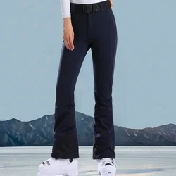 Calças de esqui slim fit para mulheres, calças de neve quentes, roupas de snowboard impermeáveis ao ar livre, novas, inverno