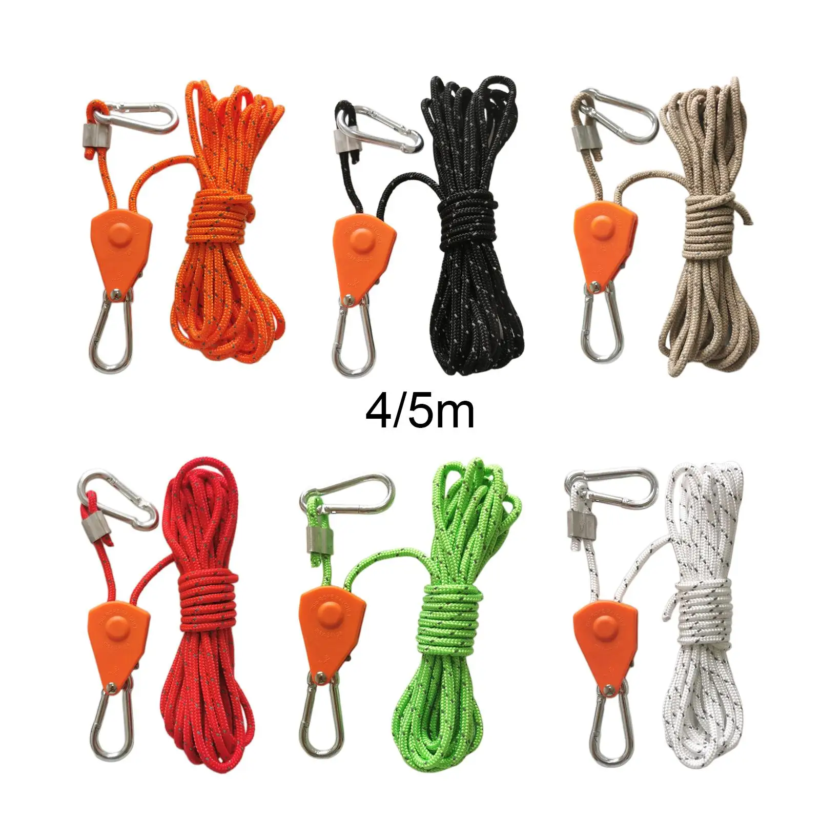 2-6pack Rope Hanger Ratchet Tightener Grow Light Hangers for Outdoor Canopy