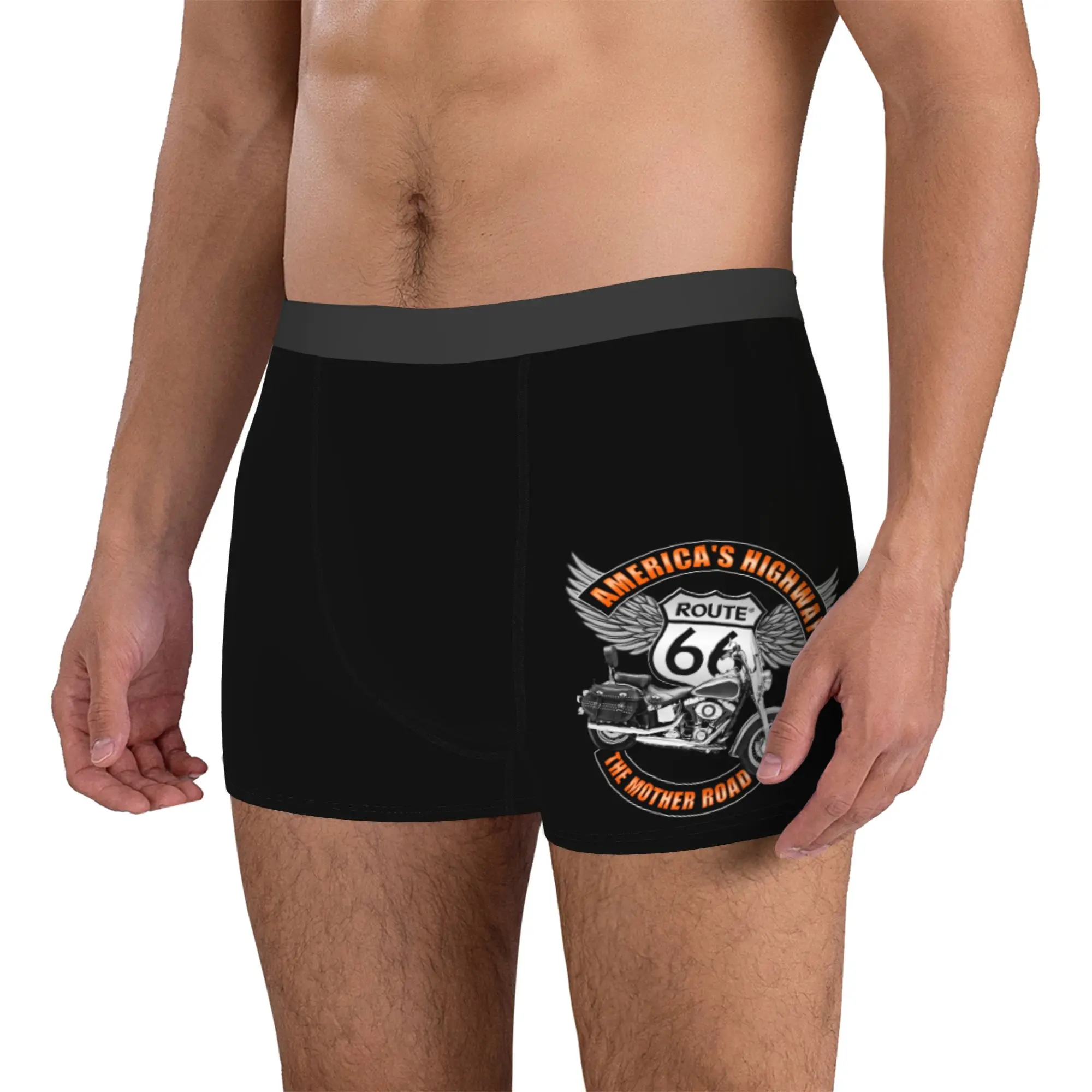 Custom Americas Highway Boxer Shorts For Homme 3D Print USA Highway Motorbike Underwear Panties Briefs Breathable Underpants