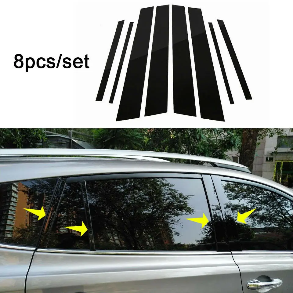 

8Pcs Gloss Black Exterior Window Trim Cover Stickers For TOYOTA RAV4 RAV 4 2007-2021 Side Door Pillar Posts Accessories