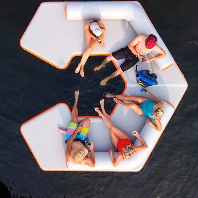 منصة قاعدة قابلة للنفخ على شكل جزيرة عائمة للمياه في الصيف لقضاء عطلة الحفلات #3