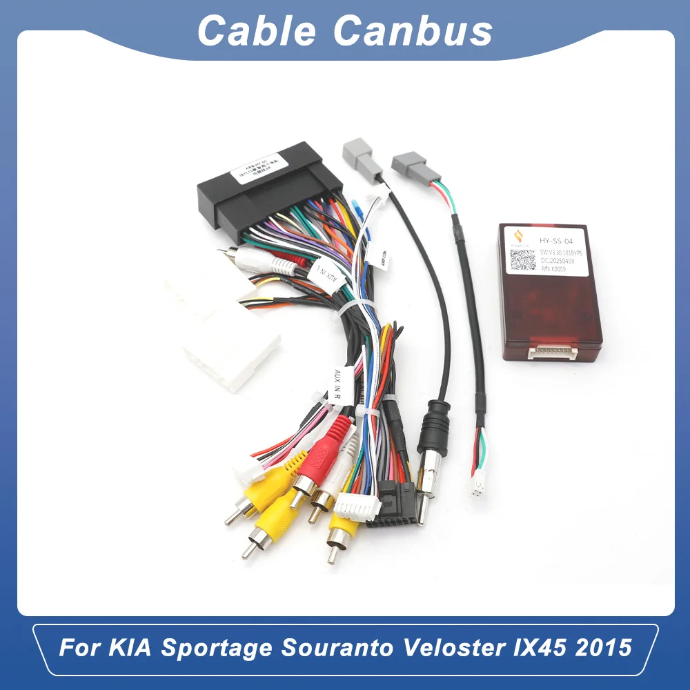 Car Radio Canbus Decoder Wiring Harness Adapter Power Cable for KIA Sportage Souranto Veloster IX45 2015