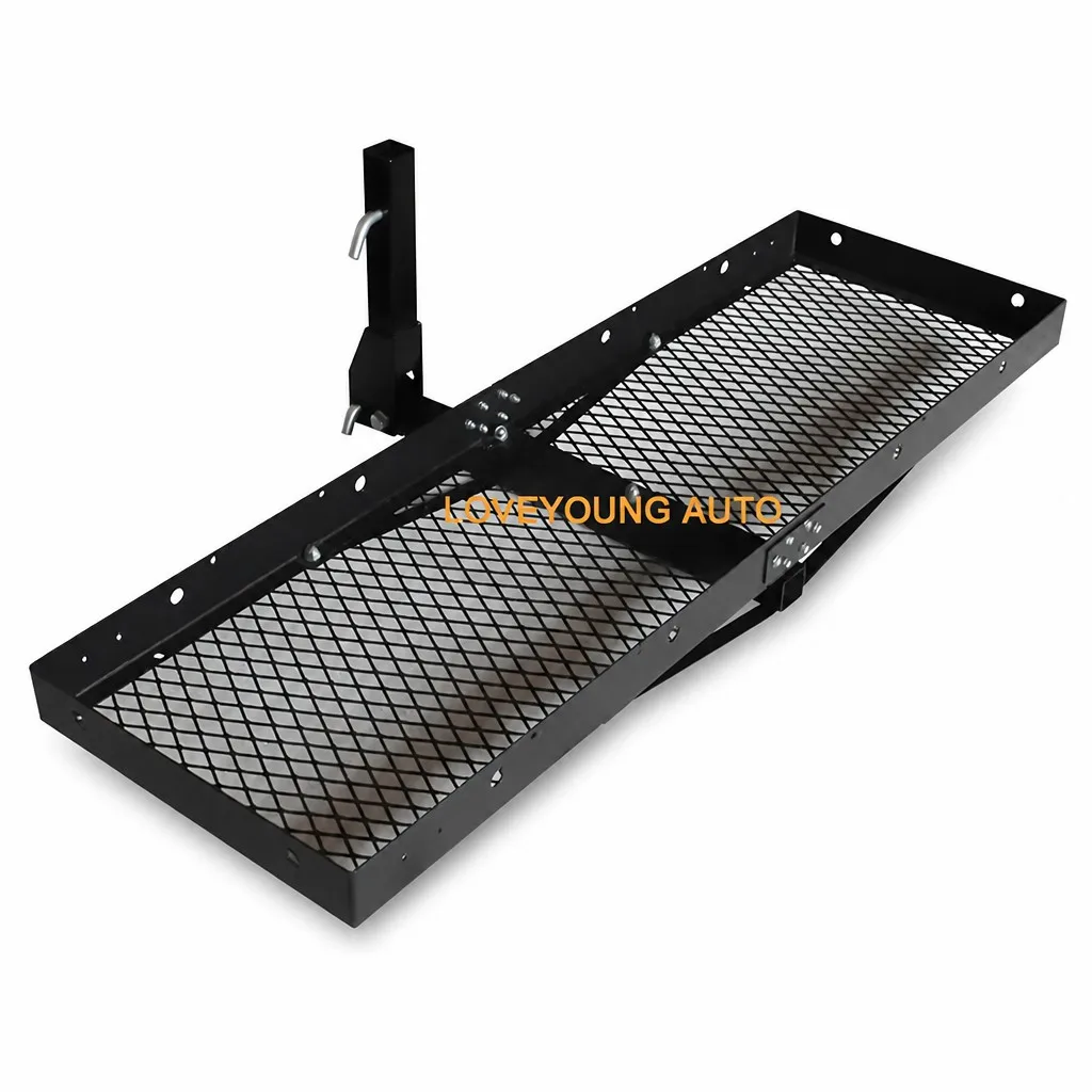 Universal Hitch Mount Cargo Carrier Luggage Basket Foldable Steel Black 2 Inch Receiver for SUV 4x4